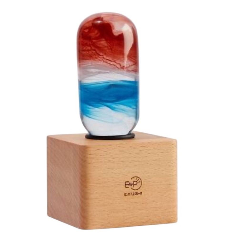 Red and Blue Glass Art Lamp